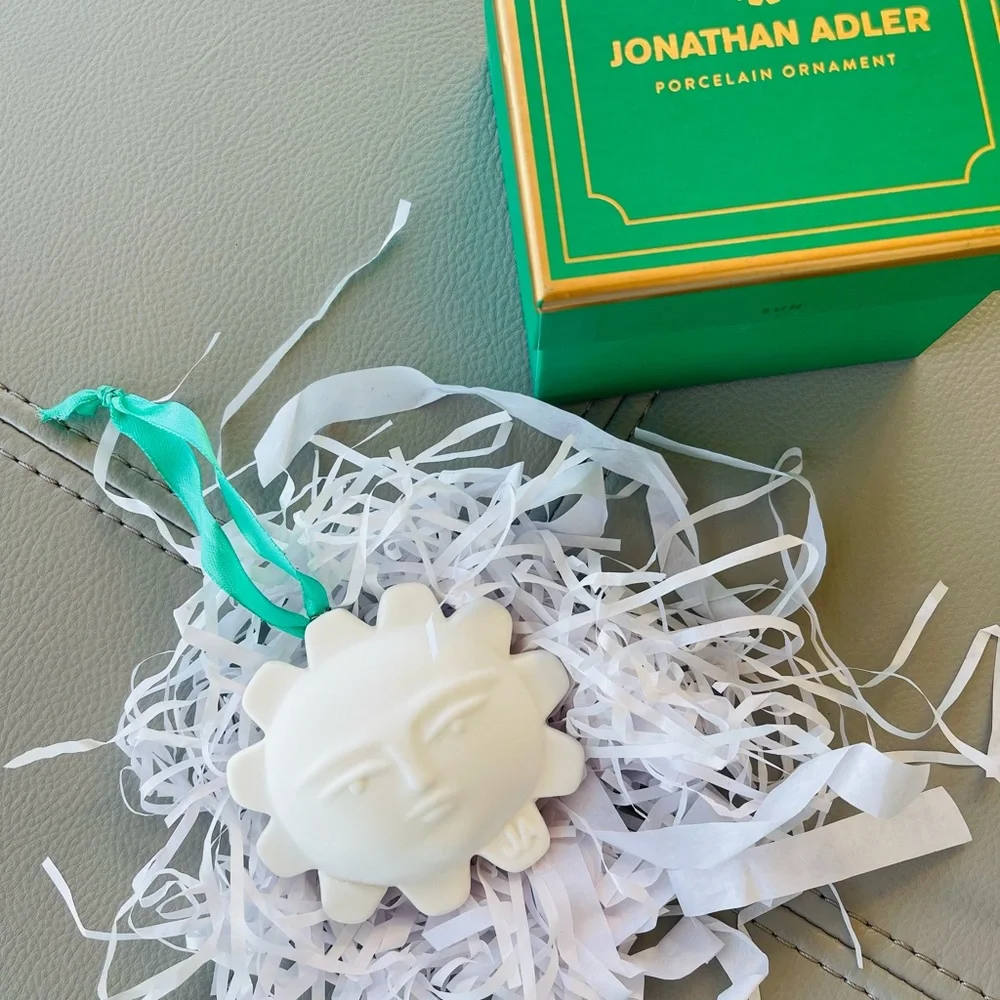 New in Box Jonathan Adler Matte Porcelain SUN Menagerie Christmas Ornament